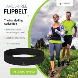 FlipBelt Classic Running Belt, Running Fanny Pack for Women and Men, Non Chafing...