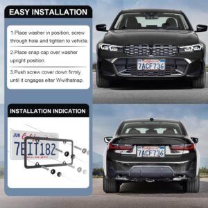 LivTee Carbon Fiber License Plate Frames, 4 Holes Stainless Steel License Plate ...