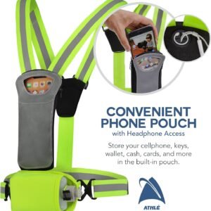 Athlé Reflective Vest with Phone Holder - High Visibility Vest for Safe Running,...