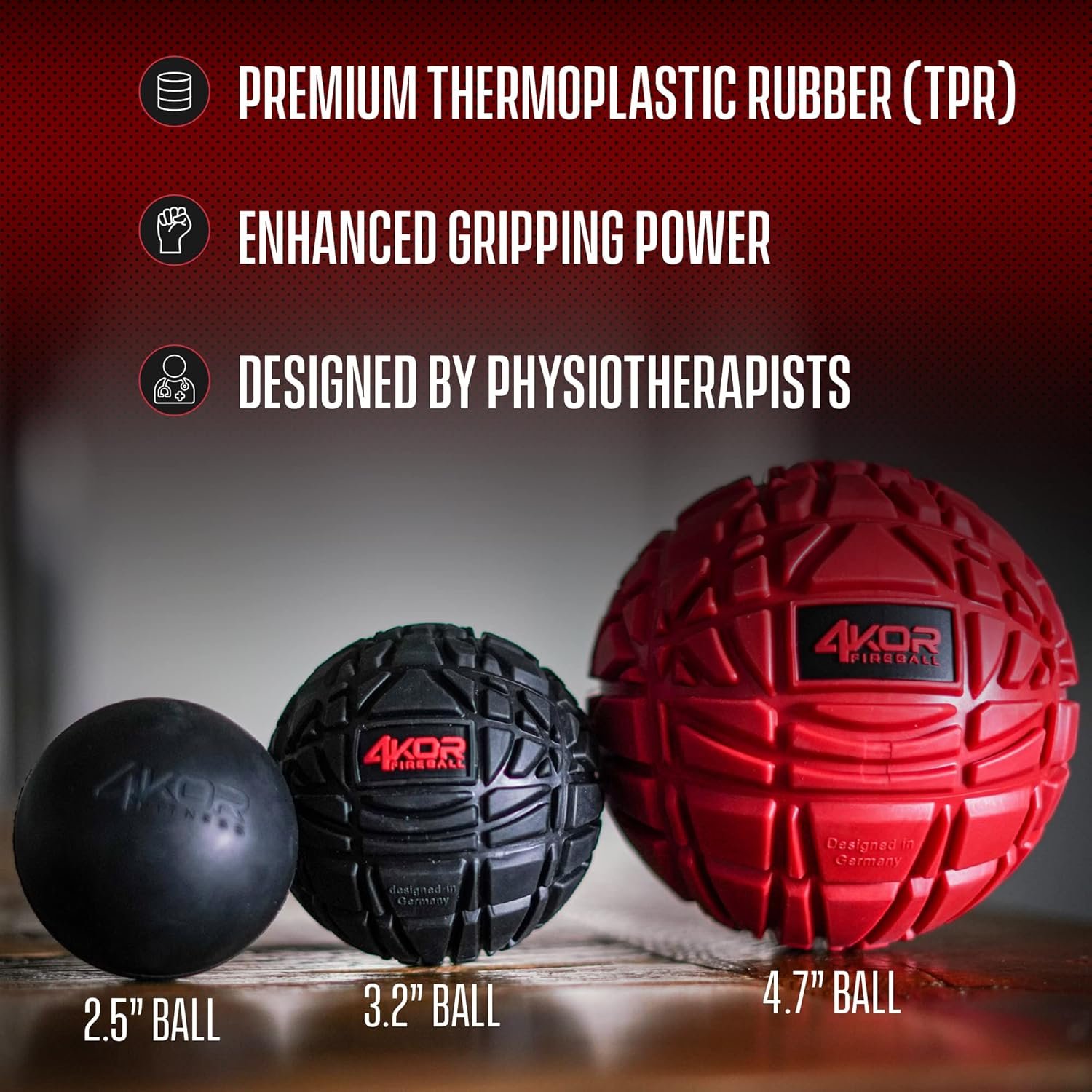 4KOR Massage Balls for Physical Therapy - Trigger Point Balls - Muscle Relief fo...
