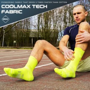 Coolmax Compression Running Socks 3 Pairs, Cushion Crew Socks, Anti-Blister Mois...