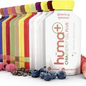 Huma Plus (Double Electrolytes) Chia Energy Gel, Variety Pack - Stomach Friendly...