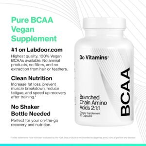 Branched Chain Amino Acids (BCAA) Capsules, Vegan AjiPure BCAAs, 1 on Labdoor, 2...