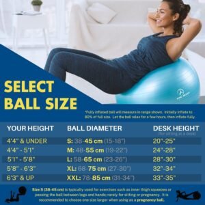 ProBody Pilates Ball Exercise Ball Yoga Ball, Multiple Sizes Stability Ball Chai...