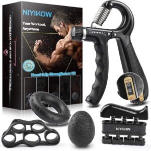 NIYIKOW Grip Strength Trainer Kit with Counter (5 Pack), Adjustable Hand Grip St...