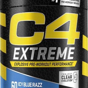 C4 Extreme Pre Workout Powder Icy Blue Razz | Preworkout Energy Supplement for M...