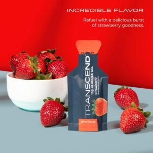 Transcend Foods Strawberry Gel (1.1 oz, Pack of 10) Fast-Acting Carb Gel Strawbe...