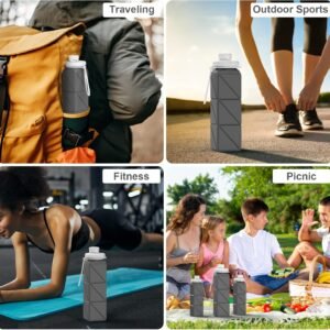 Collapsible Water Bottles Flexible Bpa Free Silicone Reusable Foldable Water Bot...