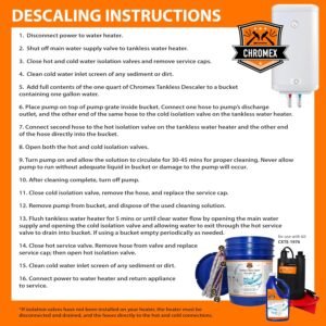 Chromex Tankless Water Heater Flush Kit, Extra Long 12 Ft Hoses with Certified L...