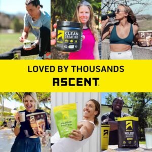 Ascent Clean Hydration + Energy Electrolytes Powder - 100mg Caffeine, 400mg Elec...