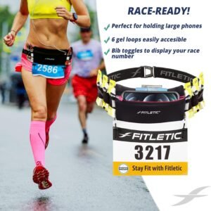 Fitletic Ultimate I Race Running Belt for Triathlons, Marathons – Water Resistan...