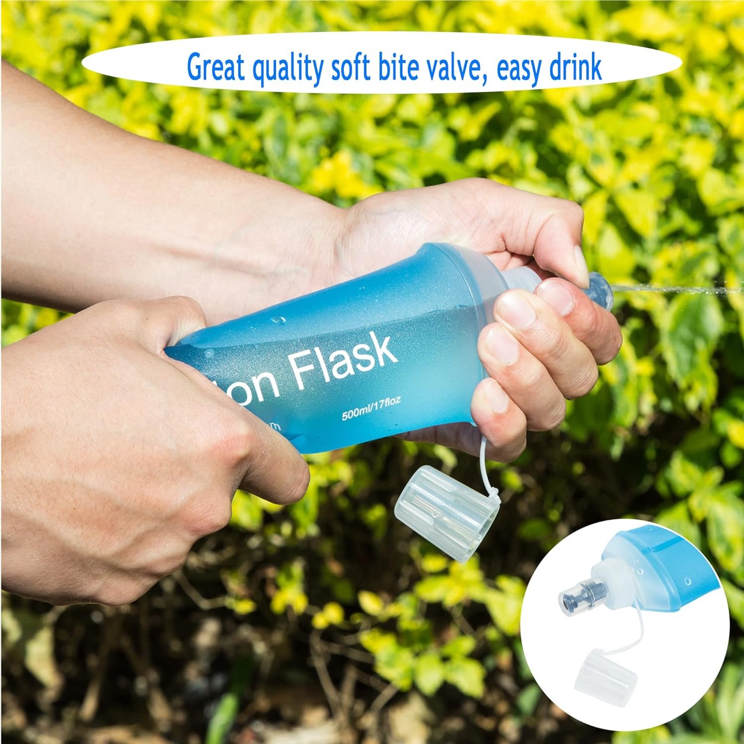 AXEN 500ML Soft Flask, TPU Foldable Running Hydration Flask, Soft Collapsible Wa...