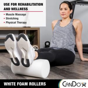 CanDo White PE Foam Rollers for Exercise, Finess, Muscle Restoration, Massage Th...