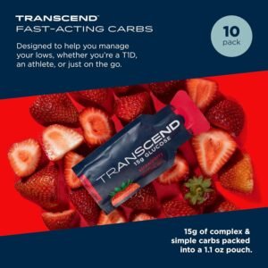 Transcend Foods Strawberry Gel (1.1 oz, Pack of 10) Fast-Acting Carb Gel Strawbe...