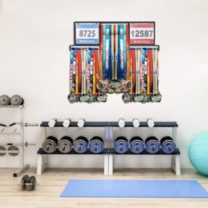 Shimeyao Race Bib and Medal Display Hanger, Metal Medal Rack Holder Wall Mounted...