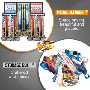 Shimeyao Race Bib and Medal Display Hanger, Metal Medal Rack Holder Wall Mounted...