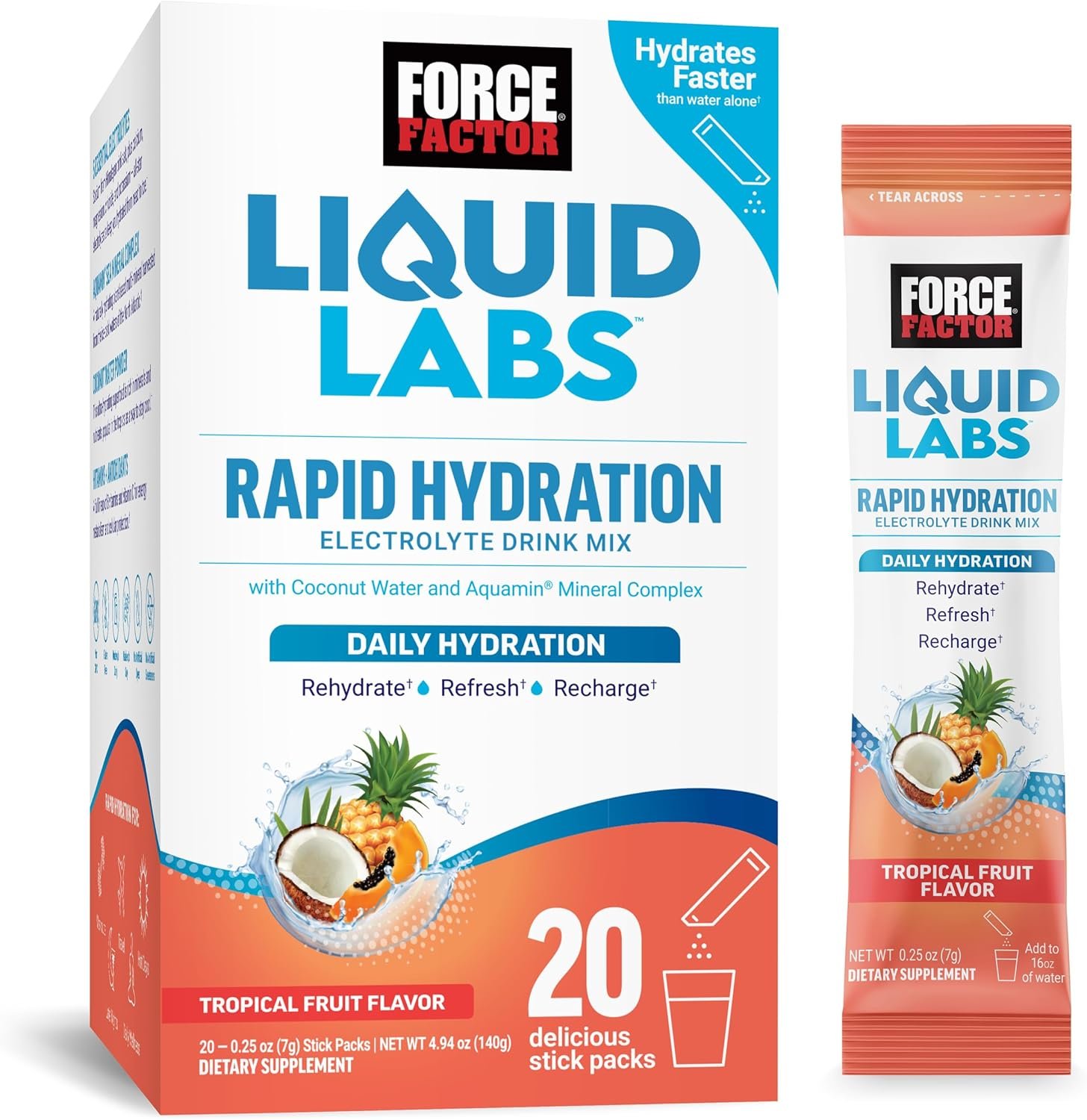 FORCE FACTOR Liquid Labs Electrolytes Powder, Hydration Packets to Make Electrol...
