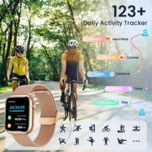 Smartwatch for Women Android Fitness Tracker: Gold Smart Watch Answer/Make Bluet...