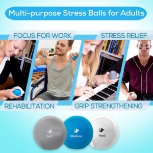 Serenilite Hand Therapy Exercise Stress Ball Bundle, Tri-Density Stress Balls fo...