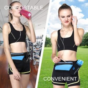 Waist Pack Sports Running Belt Pouch Bag with Water Bottle Holder and 2 Zipped P...