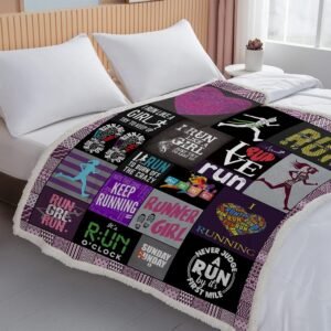 BEDMUST Runner Girl Throw Blanket Try to Keep Up Love Running Blanket Custom Cro...