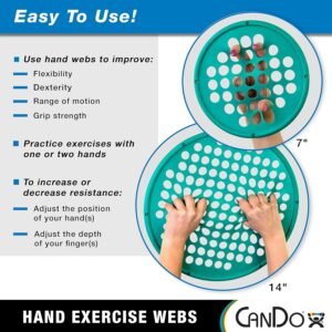 CanDo Hand Exercise Webs for Physical Therapy, Grip Strengthening, and Hand, Fin...