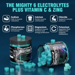 Electrolytes Gummies No Sugar, 120 Chewable Electrolyte Gummies with 6 Electroly...