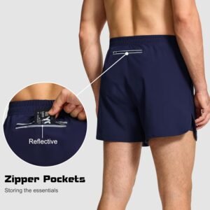 Mens Shorts 2Pack 5 Inch Inseam Athletic Drawstring Elastic Waist 2-in-1 with Li...