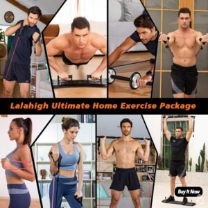 LALAHIGH Portable Home Gym System: Large Compact Push Up Board, Pilates Bar & 20...