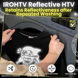 IROHTV Reflective Heat Transfer Vinyl HTV Vinyl Roll, 12"x 10ft Reflective Light...