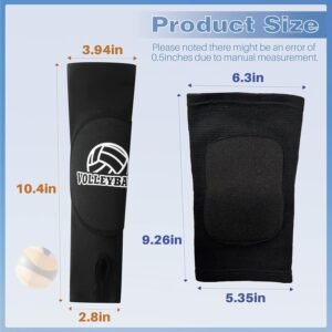 Volleyball Arm Sleeves and Knee Pads Set Passing Forearm Sleeves with Protection...