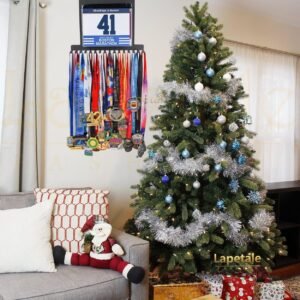 Race Medal Holder Wall Hanger,Race Medal Hanger Display for Runners with Bib Vin...