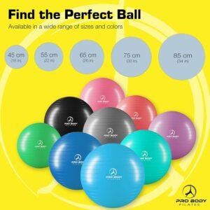 ProBody Pilates Ball Exercise Ball Yoga Ball, Multiple Sizes Stability Ball Chai...