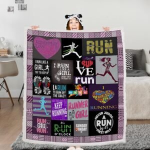 BEDMUST Runner Girl Throw Blanket Try to Keep Up Love Running Blanket Custom Cro...