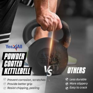 Yes4All Kettlebell Weights Cast Iron/Kettlebells Powder Coated - Strength Traini...