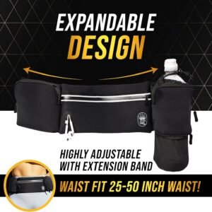 Running Belt with Water Bottle Holder - Waist Bag With Extender for Jogging, Hik...