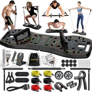 LALAHIGH Portable Home Gym System: Large Compact Push Up Board, Pilates Bar & 20...