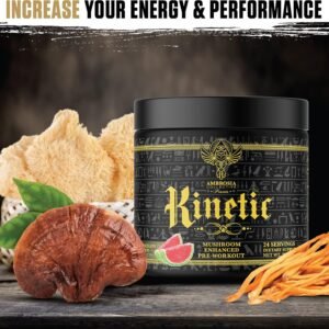 Ambrosia Kinetic Organic Preworkout, Mushroom Enhanced Natural Pre Workout Suppl...