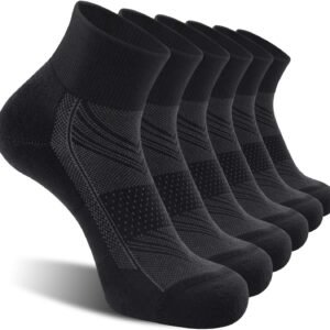 CelerSport 6 Pack Men's Ankle Socks with Cushion, Sport Athletic Running Socks
