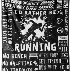 Gifts for Runners Men/Female, Bed Flannel Plush Blanket (50"x 65"), Half Maratho...