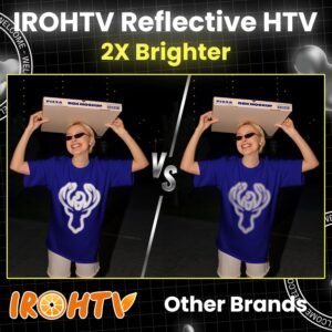 IROHTV Reflective Heat Transfer Vinyl HTV Vinyl Roll, 12"x 10ft Reflective Light...