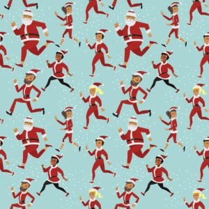 Funny Marathon Runner Gift Wrap Thick Wrapping Paper Christmas Holiday Santa Jog...