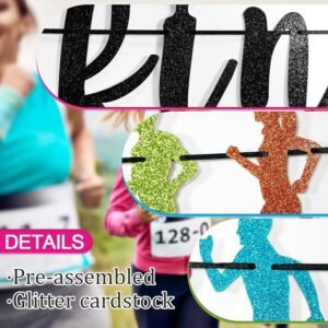 FOZEE Find Your Happy Pace Banner, Runner Party Decor, Running Race Glitter Bann...