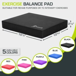 ProsourceFit Exercise Balance Pad – Non-Slip Cushioned Foam Mat & Knee Pad for F...