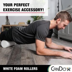 CanDo White PE Foam Rollers for Exercise, Finess, Muscle Restoration, Massage Th...