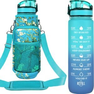 32 oz Water Bottles with Straw & Strap, Motivational Water Bottles with Times to...