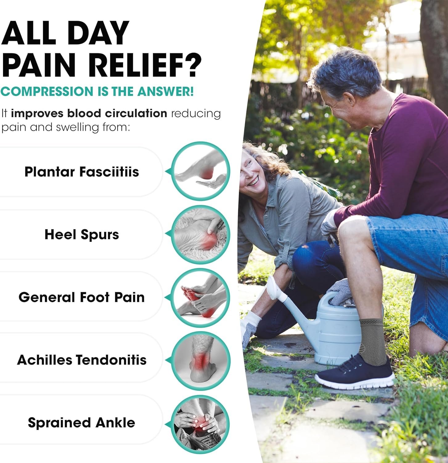 Modvel Foot & Ankle Brace Socks for Sprained Ankle Compression Sleeve - Foot Sup...