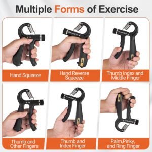 Grip Strength Trainer Kit (5 Pack) Adjustable Resistance Hand Gripper,Finger Exe...