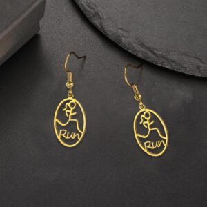 Fashion Runner Dangle Earring Marathon Runner Gifts for Women Stainless Steel Sp...