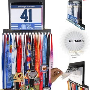 Race Medal Holder Wall Hanger,Race Medal Hanger Display for Runners with Bib Vin...